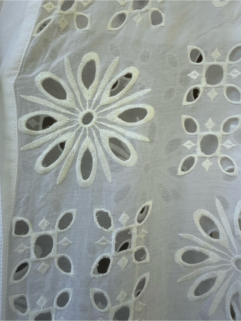 Johnny Was White Eyelet Blouse with Subtle Dot Pattern - Picture 2 of 8